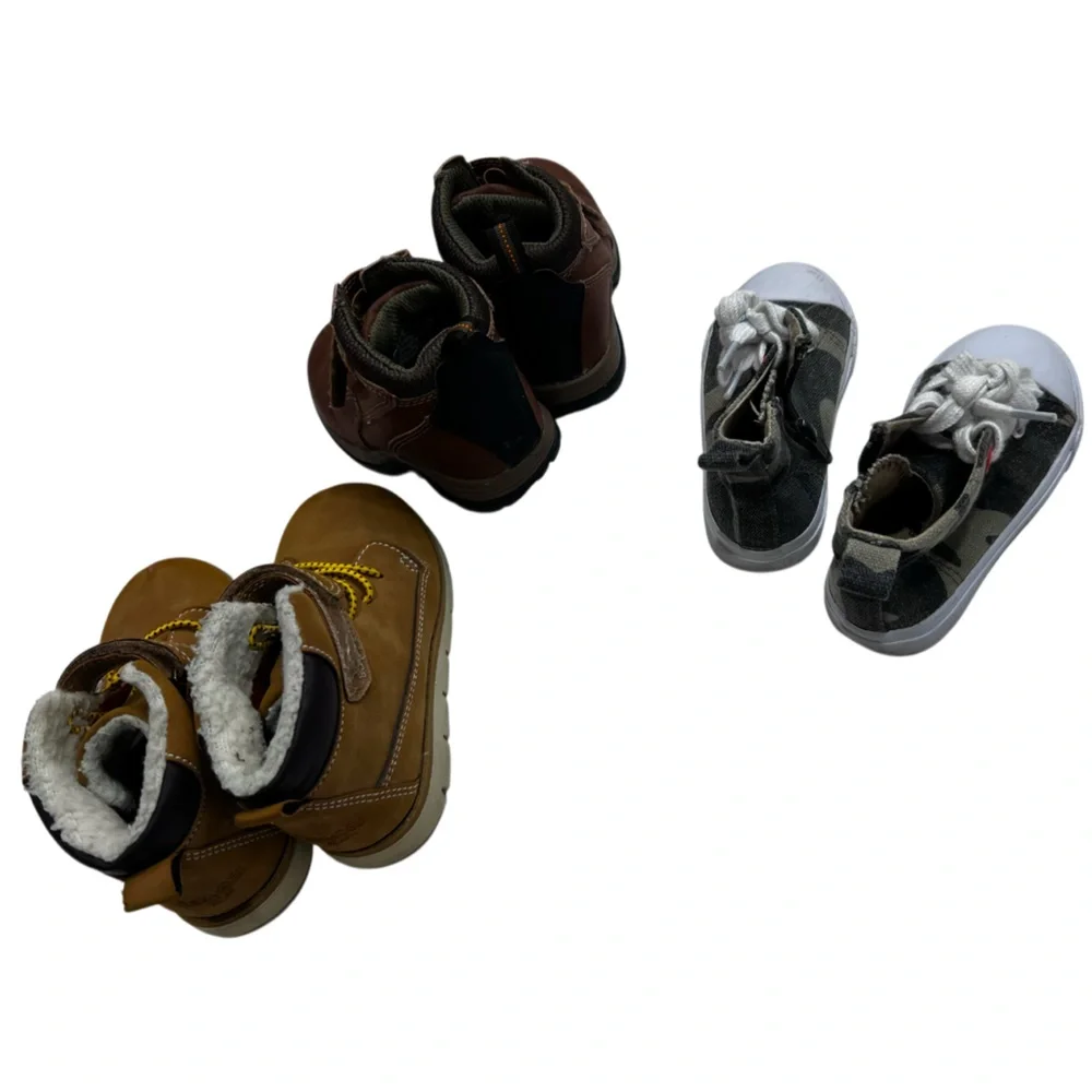Toddler Boys Shoes Bundle 3 Pairs Brown Black High Tops Size 6-6.5